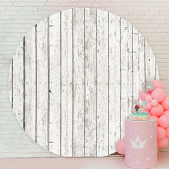 Aperturee - Round White Wooden Theme Happy Birthday Backdrop