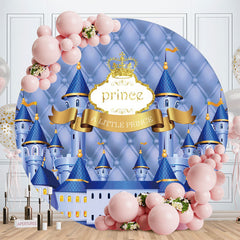 Aperturee - Royal Blue Castle Round Baby Shower Backdrop