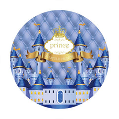 Aperturee - Royal Blue Castle Round Baby Shower Backdrop