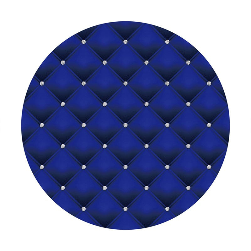 Aperturee - Royal Blue Round Diamond Happy Birthday Backdrop