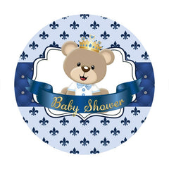 Aperturee - Royal Blue Teddy Bear Round Baby Shower Backdrop