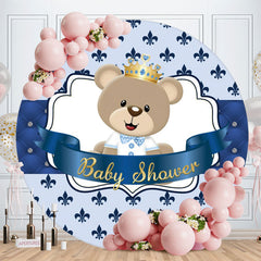 Aperturee - Royal Blue Teddy Bear Round Baby Shower Backdrop