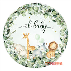 Aperturee - Safari Leaf Balloons Green Baby Shower Backdrop