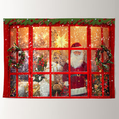 Aperturee - Santa Claus Outdoor Window Merry Christmas Backdrop