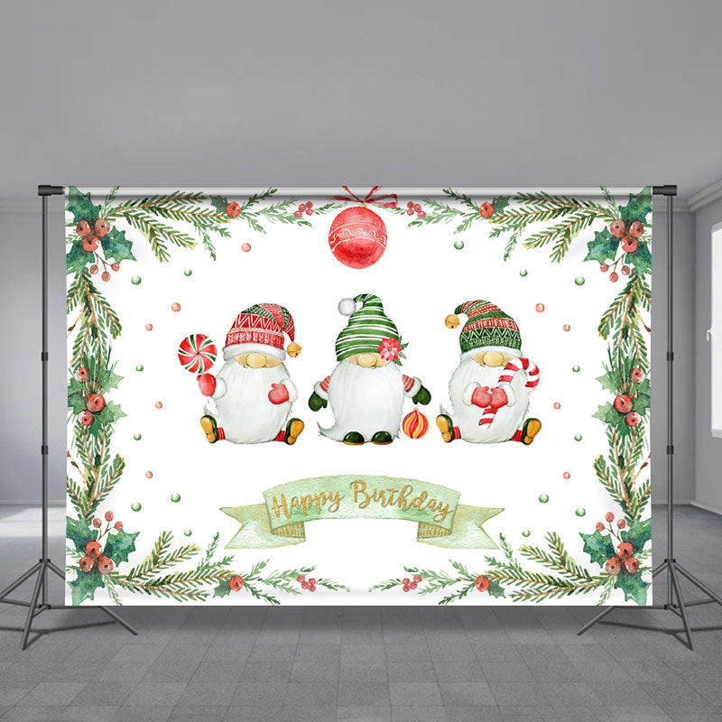 Aperturee - Santa Dolls Green Tree Christmas Birthday Backdrop