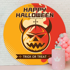 Aperturee - Scary Pumpkin Round Happy Halloween Backdrop