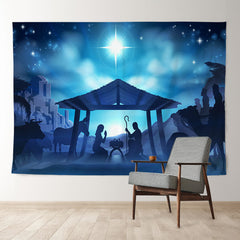 Aperturee - Shiny Star Jesus Night Merry Christmas Backdrop