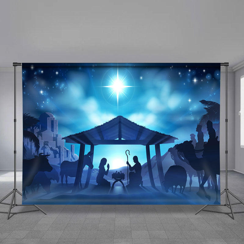 Aperturee - Shiny Star Jesus Night Merry Christmas Backdrop