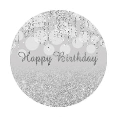 Aperturee - Silver Glitter Happy Birthday Bokeh Circle Party Backdrops