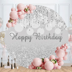 Aperturee - Silver Glitter Happy Birthday Bokeh Circle Party Backdrops