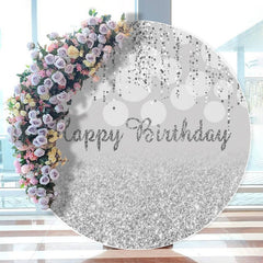 Aperturee - Silver Glitter Happy Birthday Bokeh Circle Party Backdrops