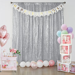 Aperturee - Silver Shimmer Sequin Wall Backdrop Curtain For Photo