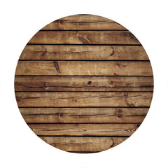 Aperturee - Simple Brown Wooden Theme Circle Happy Birthday Backdrop