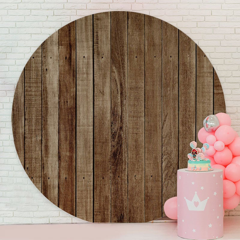 Aperturee - Simple Dark Brown Round Birthday Party Backdrop