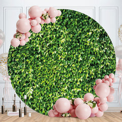 Aperturee - Simple Green Leaves Round Birthday Backdrops