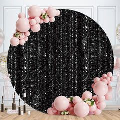 Aperturee - Sliver Bokeh Glitter Round Black Birthday Backdrop