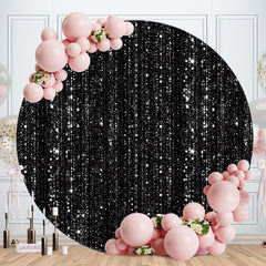 Aperturee - Sliver Bokeh Glitter Round Black Birthday Backdrop