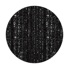 Aperturee - Sliver Bokeh Glitter Round Black Birthday Backdrop