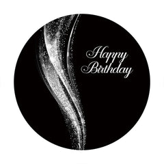 Aperturee - Sliver Glitter Abstract Round Black Birthday Backdrop