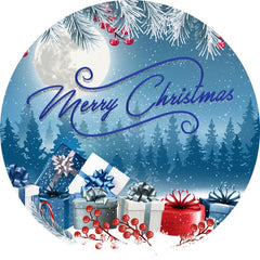 Aperturee - Sliver Glitter Blue Round Christmas Backdrop