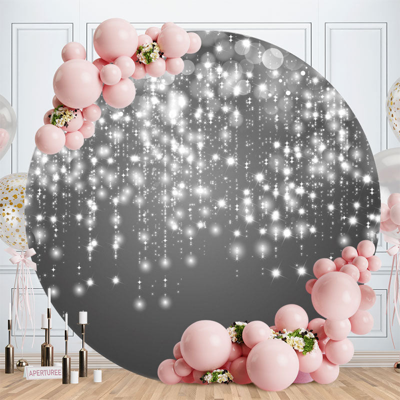 Aperturee - Sliver Glitter Bokeh Round Birthday Party Backdrop