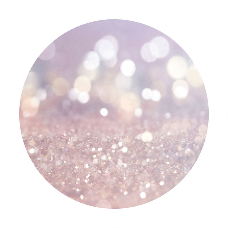Aperturee - Sliver Glitter Bokeh Round Happy Birthday Backdrop