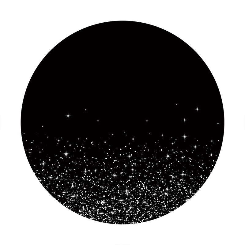 Aperturee - Sliver Glitter Round Black Birthday Backdrop