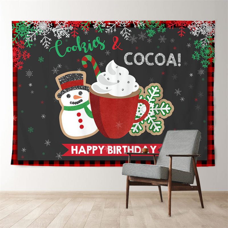Aperturee - Snowman Cookies Cocoa Snowflake Birthday Backdrop