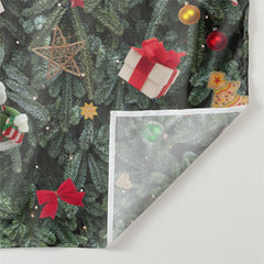 Aperturee - Snowman Gifts Pine Leaves Green Xmas Deco Backdrop