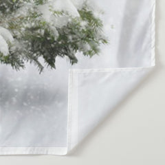 Aperturee - Snowy Foggy Pine Tree Forest White Winter Backdrop
