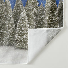 Aperturee - Snowy Pinetree Moon Night Blue Christmas Backdrop