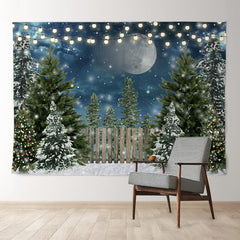 Aperturee - Snowy Winter Xmas Trees Merry Christmas Backdrop