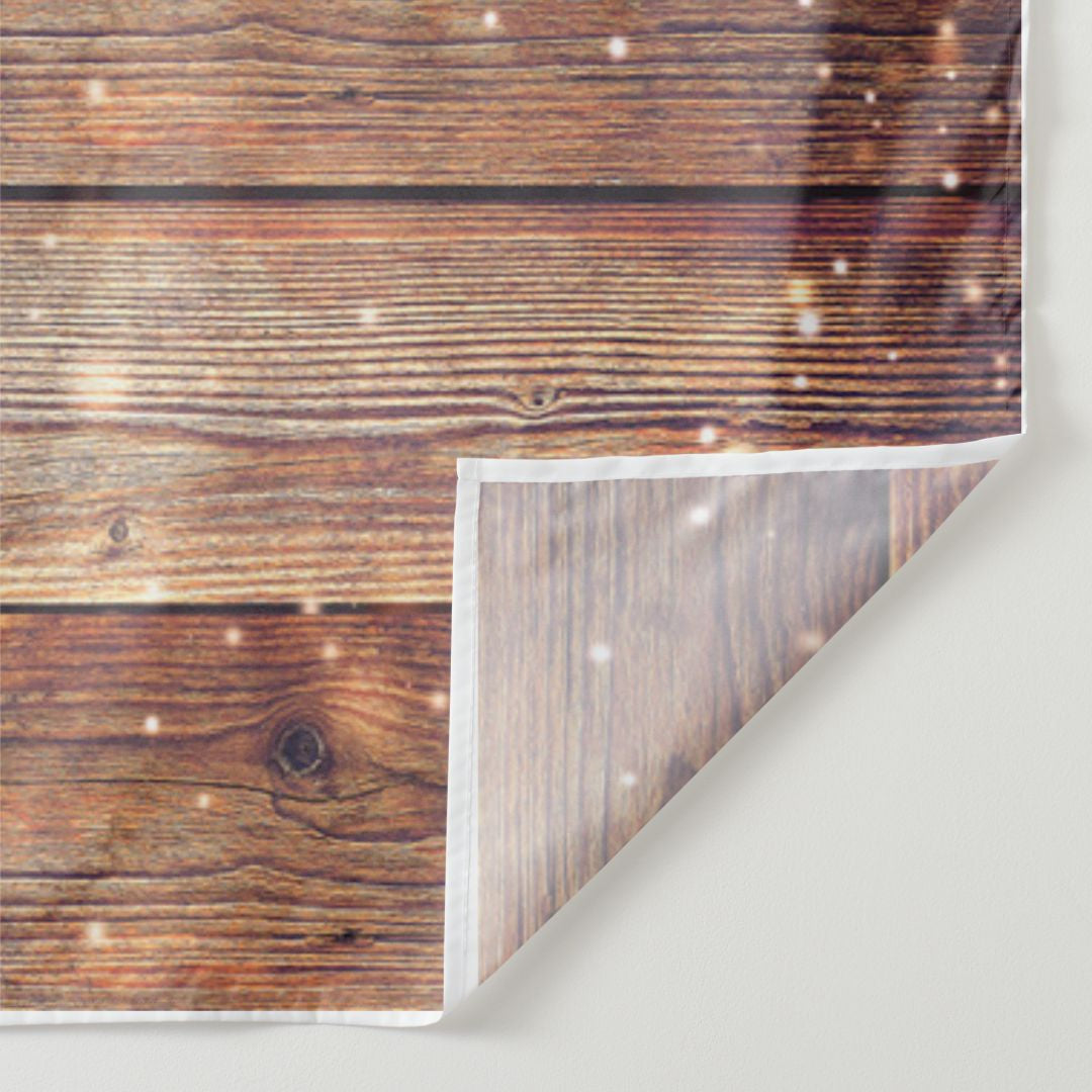 Aperturee - Snowy Wooden Pine Christmas Cane Photograph Backdrop