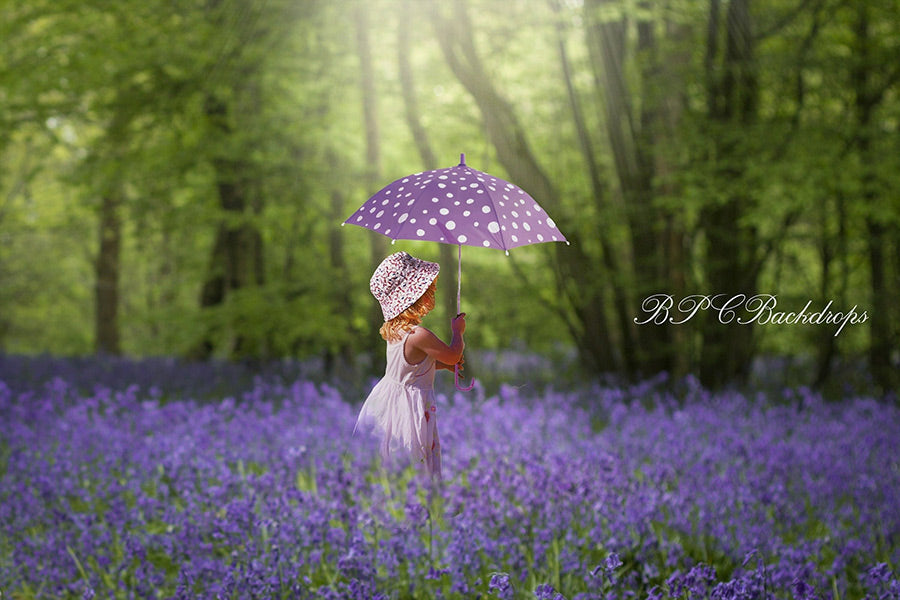Aperturee - Spring Bluebells Flower Portrait Photography Backdrop