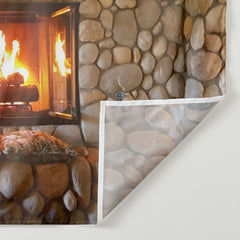 Aperturee - Stone Fireplace Family Photo Christmas Backdrop