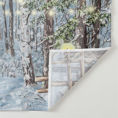 Aperturee - Strip Lights Snowy Forest Winter Scene Backdrop