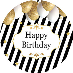 Aperturee - Stripe Balloon Circle Happy Birthday Backdrop