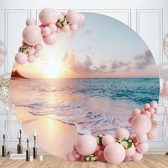 Aperturee - Sunset Beach Summer Hawaii Party Round Backdrop