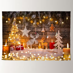 Aperturee - Sweet Candle Glitter Lights Christmas Backdrop