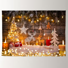 Aperturee - Sweet Candle Glitter Lights Christmas Backdrop