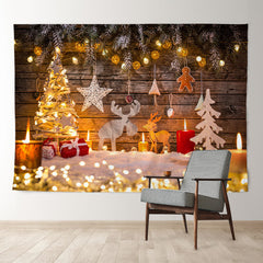 Aperturee - Sweet Candle Glitter Lights Christmas Backdrop