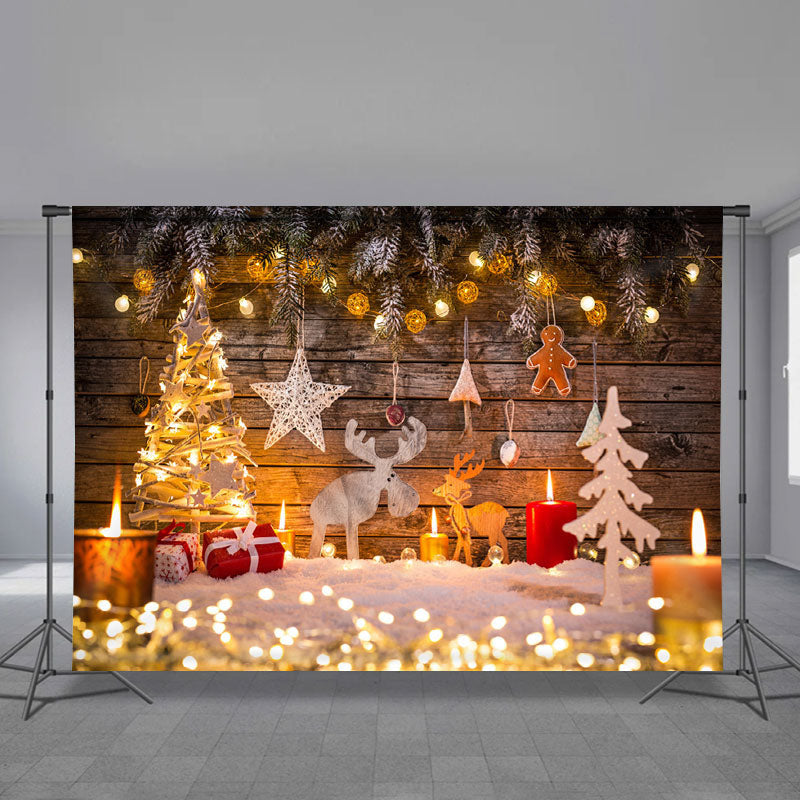 Aperturee - Sweet Candle Glitter Lights Christmas Backdrop