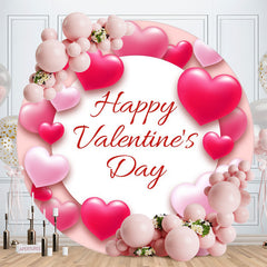 Aperturee - Sweet Pink Loves Round Happy Valentines Backdrop