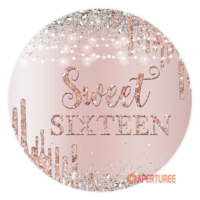 Aperturee - Sweet Sixteen Pink Silver Birthday Girl Backdrop