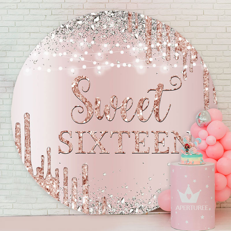 Aperturee - Sweet Sixteen Pink Silver Birthday Girl Backdrop