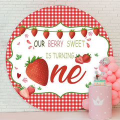 Aperturee - Sweet Strawberry Happy Birthday Round Backdrop