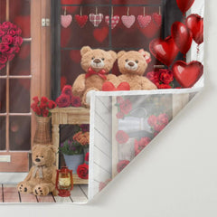 Aperturee - Teddy Love Heart Balloon Valentine Shop Backdrop