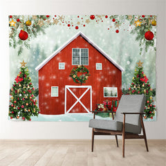 Aperturee - Tree Bauble House Snowy Christmas Party Backdrop