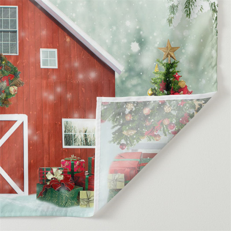 Aperturee - Tree Bauble House Snowy Christmas Party Backdrop