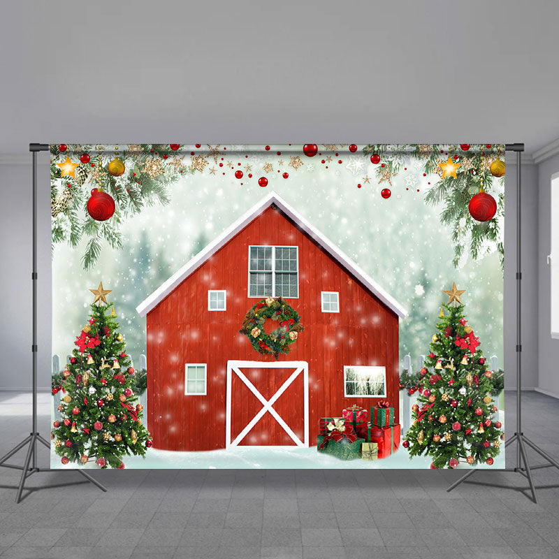 Aperturee - Tree Bauble House Snowy Christmas Party Backdrop